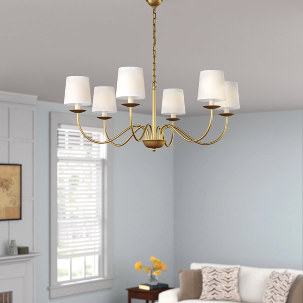 Goin 6 Light Shaded Classic Traditional Chandelier Finish Brass